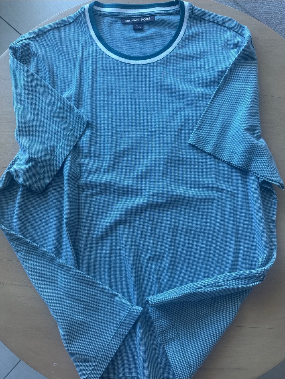 Michael Kors Teal Blue Short Sleeve Knit Top